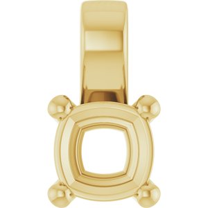 10K Yellow Gold 6 mm Cushion Charm/Pendant Mounting – image 2