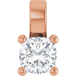 18K Rose Gold 6 mm Cushion Charm/Pendant Mounting