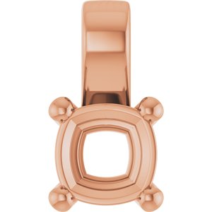 18K Rose Gold 6 mm Cushion Charm/Pendant Mounting – image 2