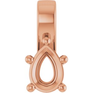 14K Rose Gold 7x5 mm Pear Charm/Pendant Mounting – image 2