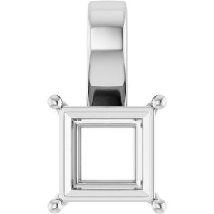 14K White Gold 9 mm Square Charm/Pendant Mounting – image 2