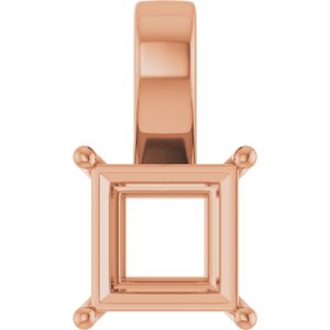 18K Rose Gold 9 mm Square Charm/Pendant Mounting – image 2