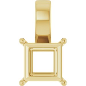 14K Yellow Gold 9 mm Square Charm/Pendant Mounting – image 2