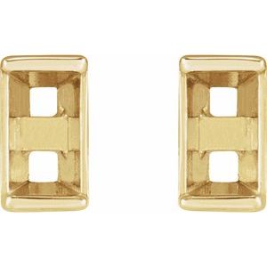 14K Yellow Gold 2x1.25 mm Straight Baguette Channel-Set Stud Earring Mounting – image 2