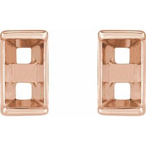 14K Rose Gold 3x1.5 mm Straight Baguette Channel-Set Stud Earring Mounting – image 2