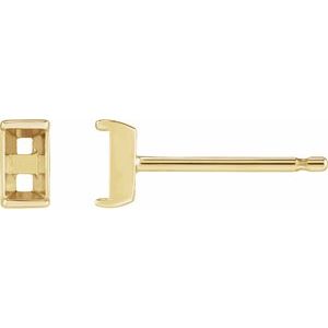 14K Yellow Gold 2x1.25 mm Straight Baguette Channel-Set Stud Earring Mounting