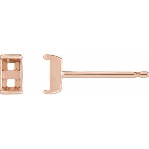 14K Rose Gold 3x1.5 mm Straight Baguette Channel-Set Stud Earring Mounting