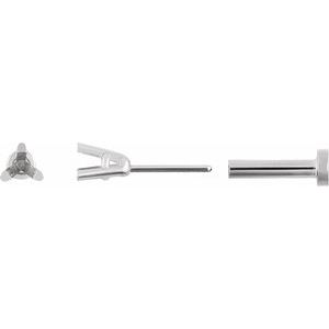 14K White Gold 3 mm Round 3-Prong Press Fit Back Stud Earring Mounting