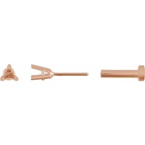 14K Rose Gold 2 mm Round 3-Prong Press Fit Back Stud Earring Mounting