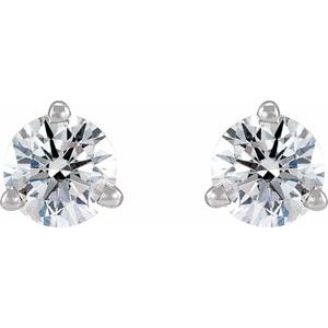 14K White Gold 1/5 CT Natural Diamond Press Fit Back Stud Earring – image 2