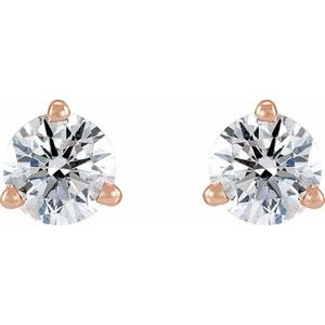 14K Rose Gold 1/5 CT Natural Diamond Press Fit Back Stud Earring – image 2