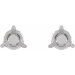 14K White Gold 3.5 mm Round 3-Prong Press Fit Back Stud Earring Mounting – image 2