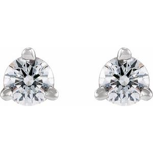 14K White Gold 1/10 CT Natural Diamond Press Fit Back Stud Earring – image 2