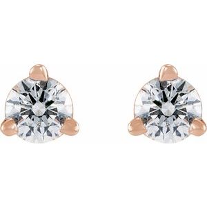 14K Rose Gold 1/10 CT Natural Diamond Press Fit Back Stud Earring – image 2