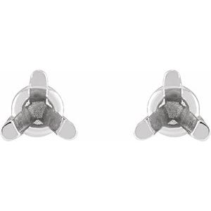 14K White Gold 2 mm Round 3-Prong Press Fit Back Stud Earring Mounting – image 2
