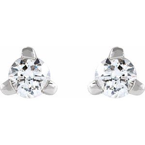 14K White Gold .03 CT Natural Diamond Press Fit Back Stud Earring – image 2