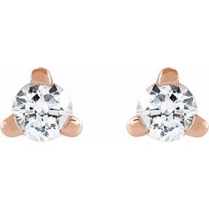 14K Rose Gold .03 CT Natural Diamond Press Fit Back Stud Earring – image 2