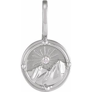 14K White Gold .015 CT Natural Diamond Earth Element Charm/Pendant