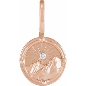 14K Rose Gold .015 CT Natural Diamond Earth Element Charm/Pendant