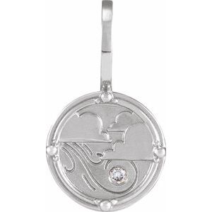 14K White Gold .015 CT Natural Diamond Air Element Charm/Pendant