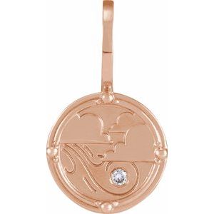 14K Rose Gold .015 CT Natural Diamond Air Element Charm/Pendant