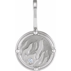 Platinum .015 CT Natural Diamond Fire Element Charm/Pendant