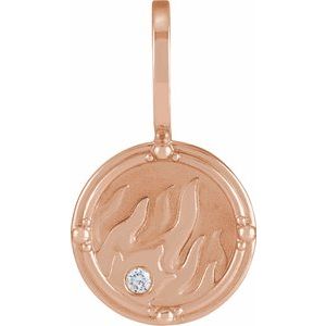 14K Rose Gold .015 CT Natural Diamond Fire Element Charm/Pendant