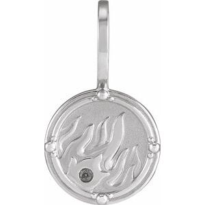 14K White Gold 1.5 mm Round Accented Fire Element Pendant Mounting – image 7