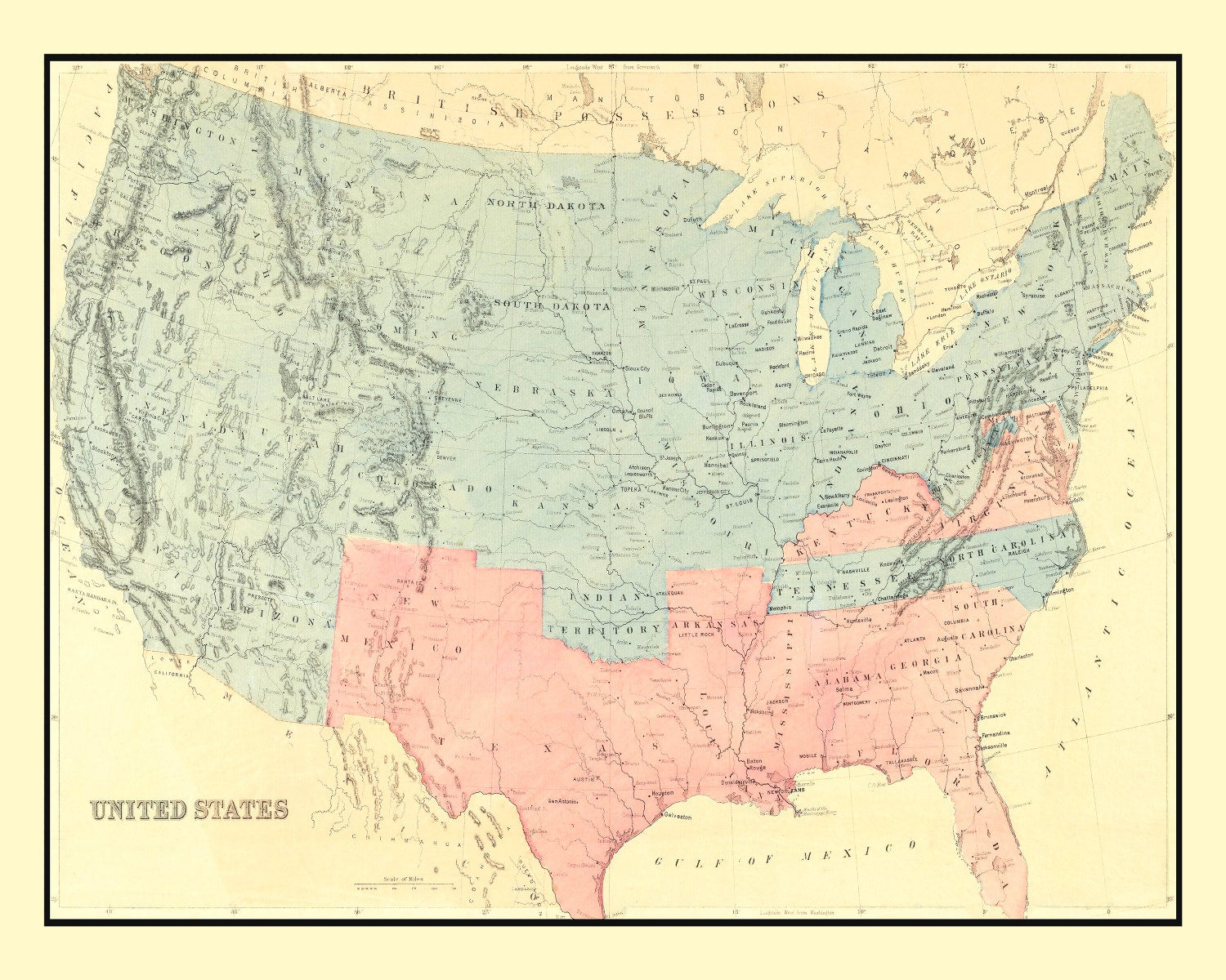 Vintage Republican Sweep of United States Map 1894