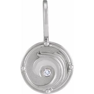 Platinum .015 CT Natural Diamond Water Element Charm/Pendant