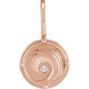 14K Rose .015 CT Natural Diamond Water Element Charm/Pendant
