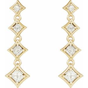18K Yellow Gold 3/4 CTW Natural Diamond Journey Earrings – image 2