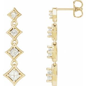18K Yellow Gold 3/4 CTW Natural Diamond Journey Earrings