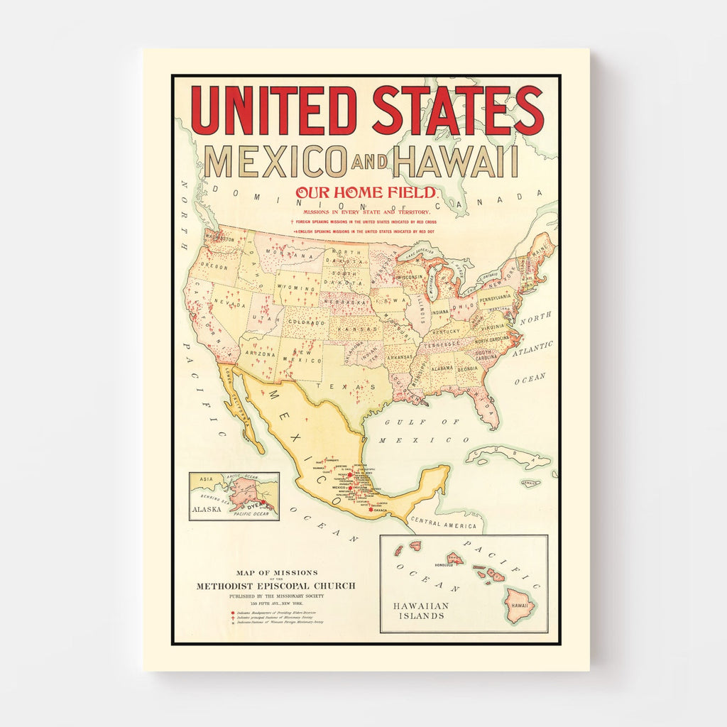 Vintage Missions of the Methodist Episcopal Church Map 1898