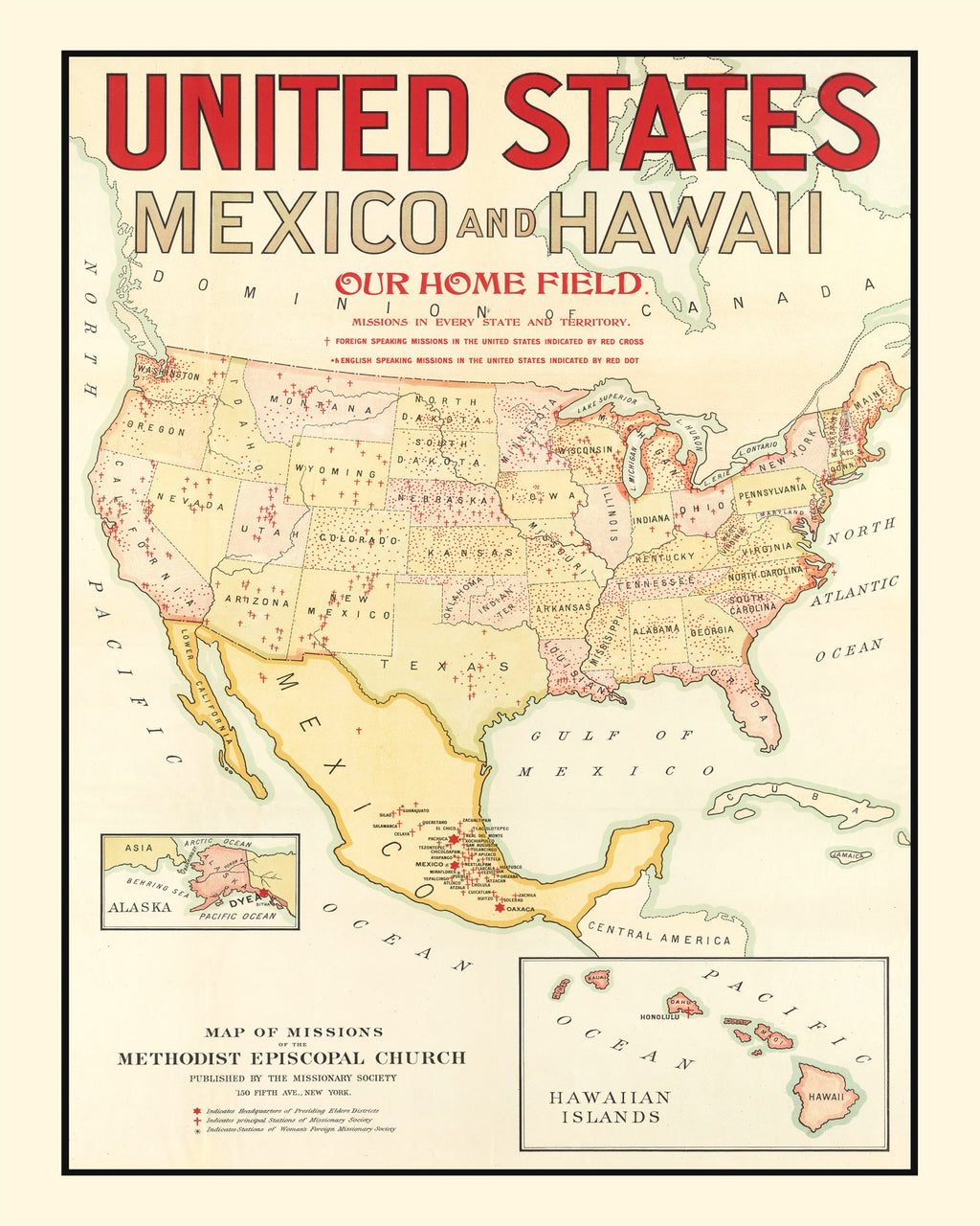 Vintage Missions of the Methodist Episcopal Church Map 1898