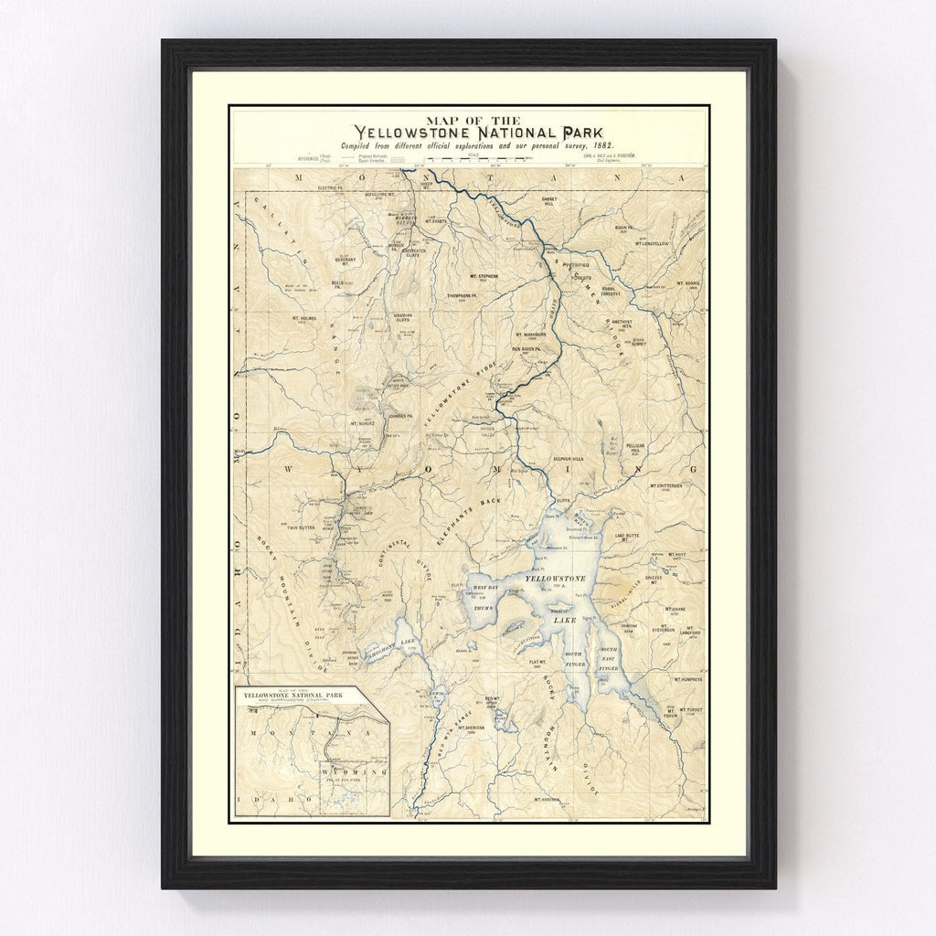 Vintage Yellowstone National Park Map 1882