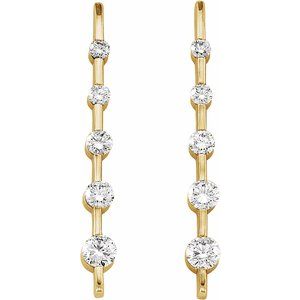 14K White Gold 3.8 mm Round Five-Stone Graduated Journey Earring Mounting – image 3