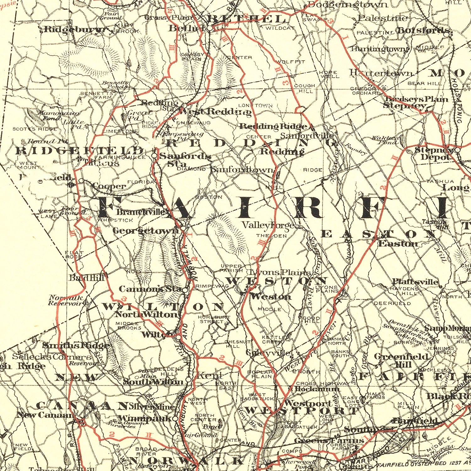 Vintage Map of Fairfield County, Connecticut 1885