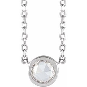 Sterling Silver 1/8 CT Rose-Cut Natural Diamond Bezel-Set 18" Necklace