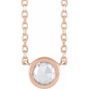 14K Rose Gold 1/8 CT Rose-Cut Natural Diamond Bezel-Set 18" Necklace