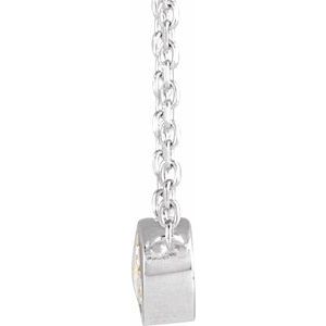 Sterling Silver 1/8 CT Rose-Cut Natural Diamond Bezel-Set 18" Necklace