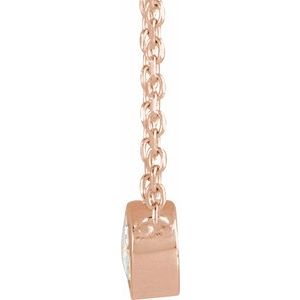 14K Rose Gold 1/8 CT Rose-Cut Natural Diamond Bezel-Set 18" Necklace