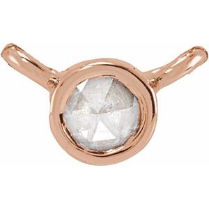 14K Rose Gold .03 CT Rose-Cut Natural Diamond Bezel-Set Necklace Center