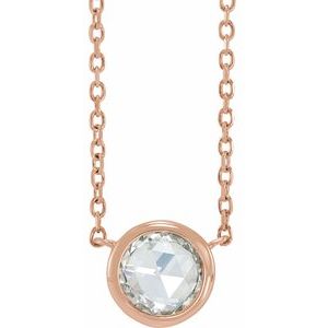 14K Rose Gold 1/2 CT Rose-Cut Natural Diamond Bezel-Set 18" Necklace