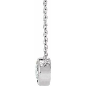14K White Gold 1/2 CT Rose-Cut Natural Diamond Bezel-Set 18" Necklace