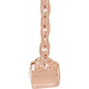 14K Rose Gold .03 CT Rose-Cut Natural Diamond Bezel-Set 18" Necklace