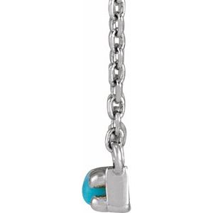 14K White Cabochon Natural Turquoise Bar 18" Necklace