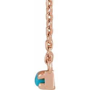 14K Rose Cabochon Natural Turquoise Bar 16" Necklace