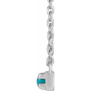 14K White Cabochon Turquoise Bar 18" Necklace