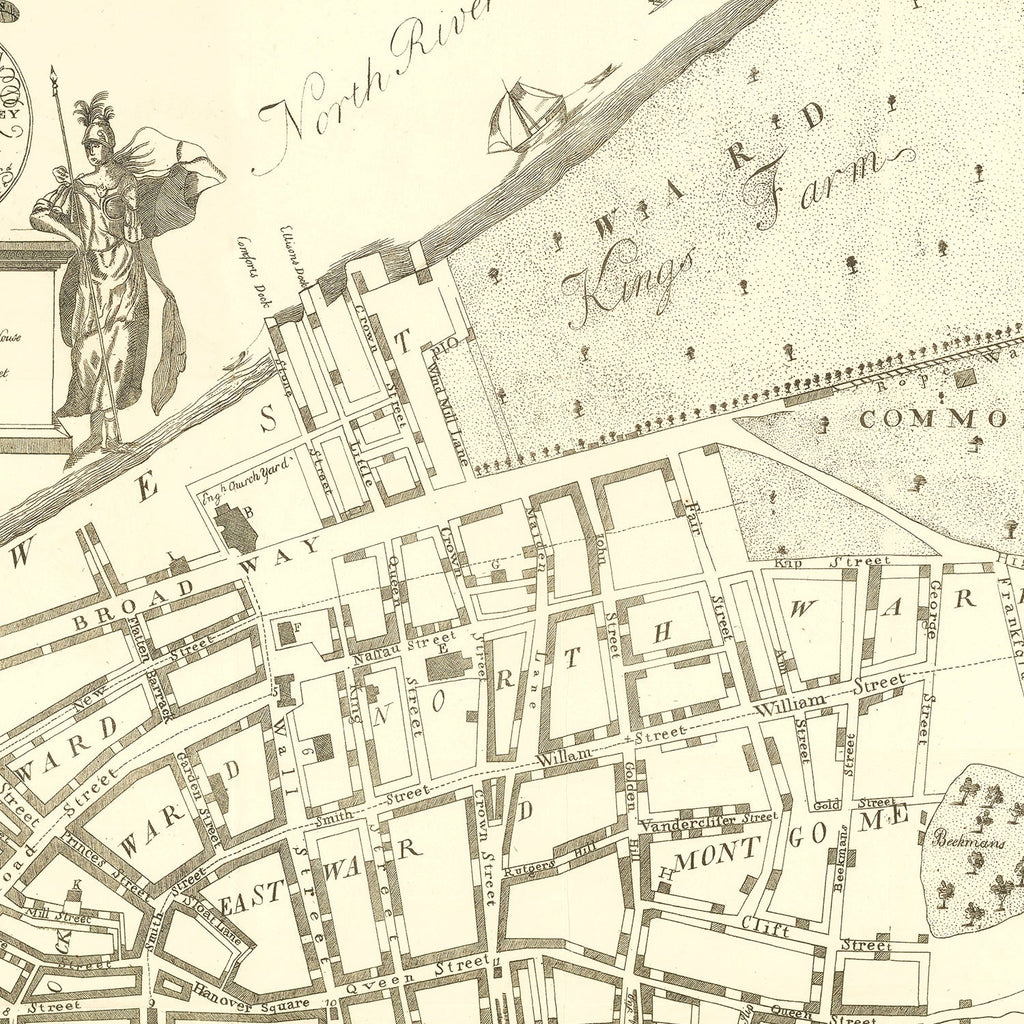 Vintage Map of New York City, New York 1728